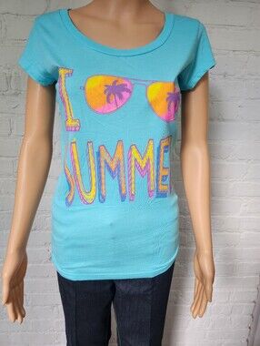 OP Aqua 'I Summer' Graphic Tee with Neon Sunglasses